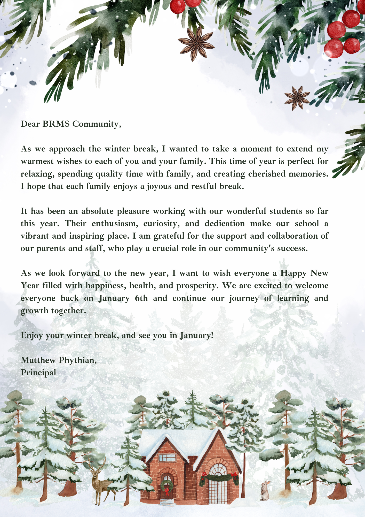 BRMS Winter Message