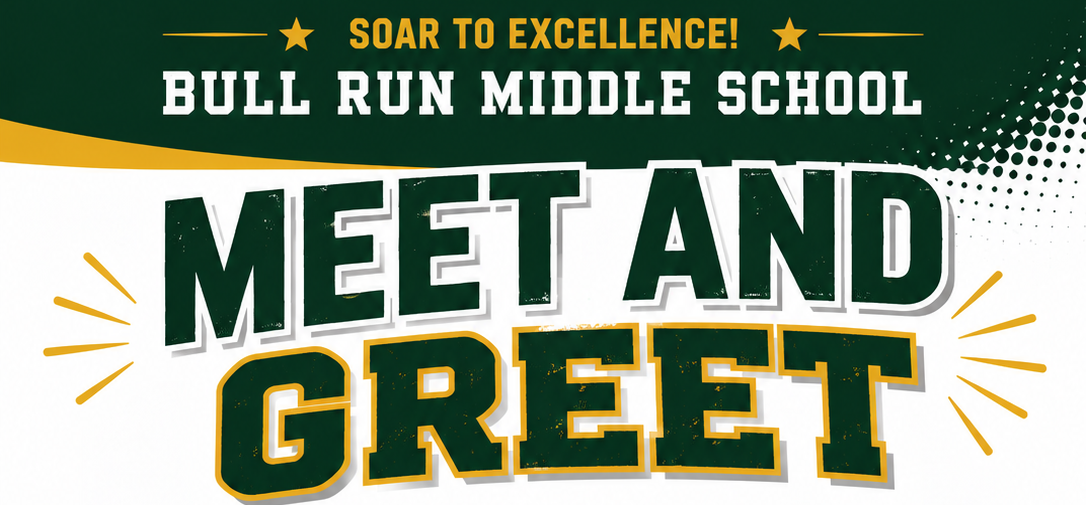 Bull Run Middle School eagle logo next to the text “Welcome to the 2026-27 School Year” on a chalkboard-style background.